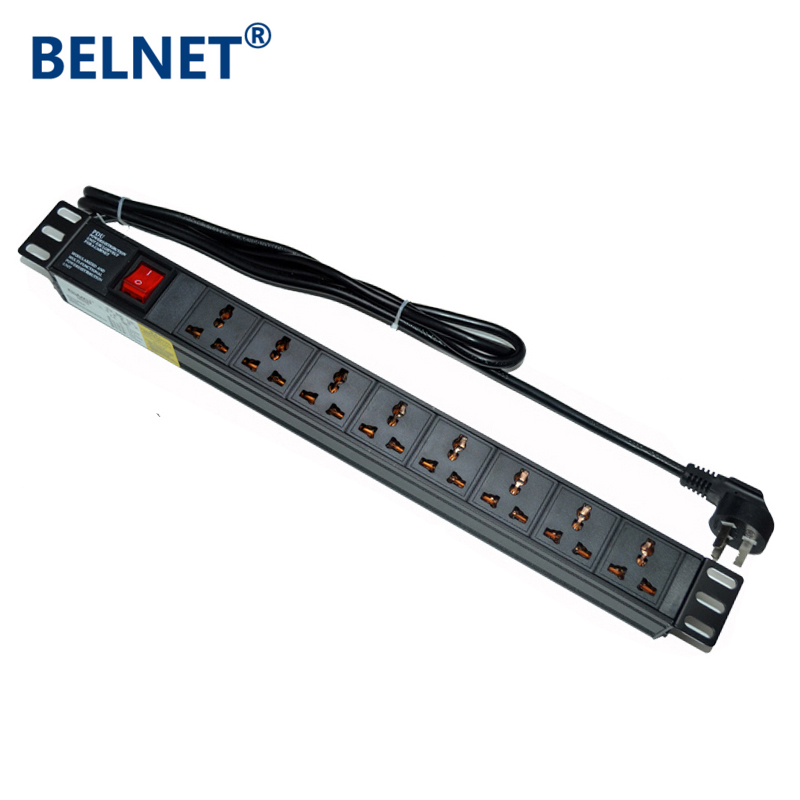 Server Rack Shelf - 19in 1U 10A 8ยูนิตอเนกประสงค์สวิตช์สองชั้นสำหรับตู้เครือข่ายปลั๊กไฟ