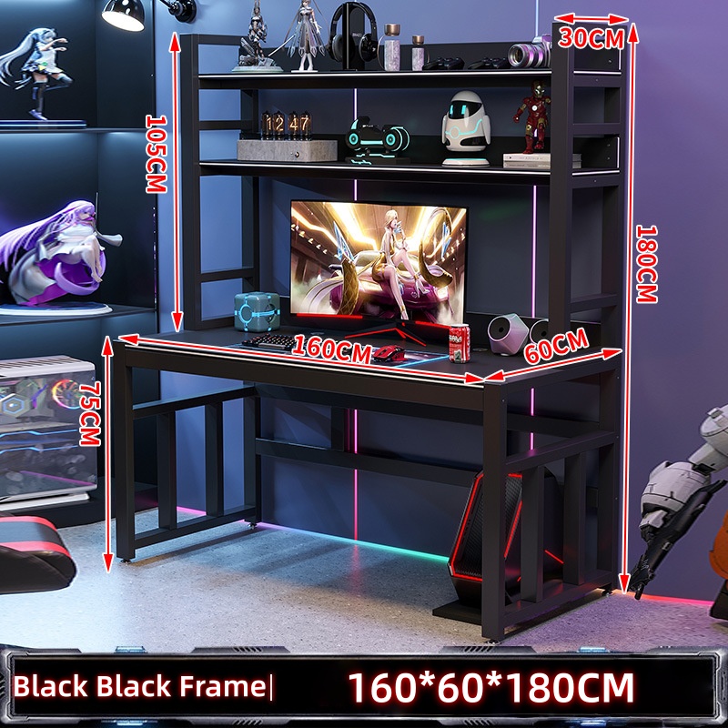 Office Tech Chair - ชุดโต๊ะทำงานและเก้าอี้ โต๊ะอีสปอร์ต ชั้นวางหนังสือในบ้าน โต๊ะเล่นเกมสำหรับสองคนและโต๊ะสำหรับการแข่งขันที่ทันสมัย