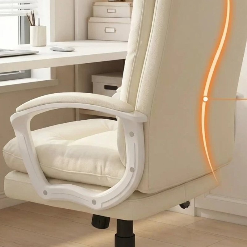Office Tech Chair - F*-เก้าอี้สำนักงานผ้าเทคโนโลยีโค้งรูปตัว S แบบพนักพิงแข็ง ที่วางแขนแบบติดตั้งถาวร หมุนได้ ปรับความสูงของเบาะนั่งได้