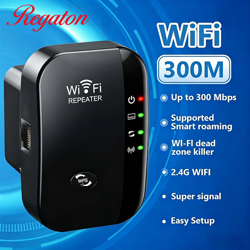 Tech For Office - เครื่องขยายสัญญาณไวไฟไร้สาย 300M 2.4GHz, เครื่องขยายสัญญาณรับส่งสัญญาณแรง ติดตั้งง่าย ใช้งานสะดวก