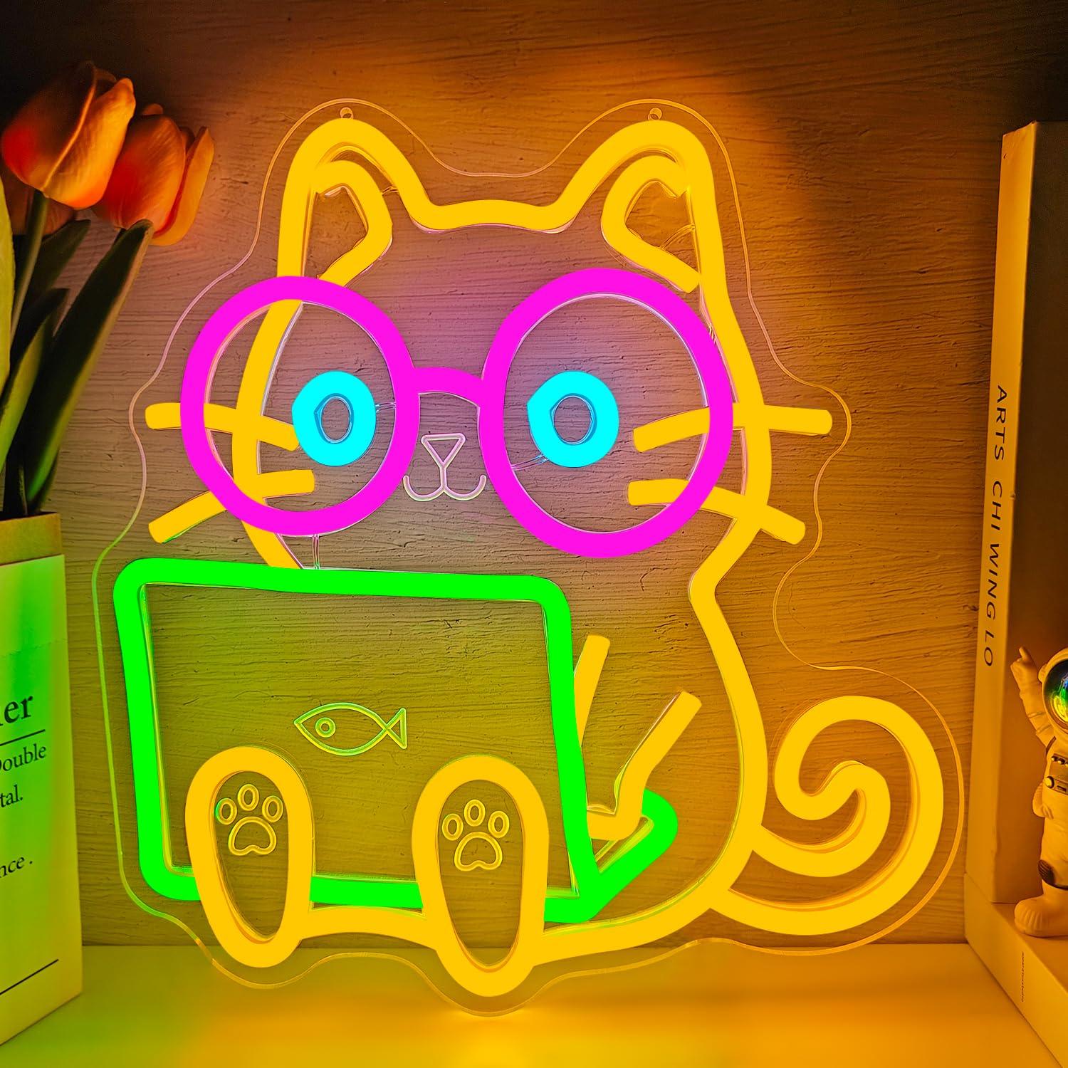 ป้ายไฟนีออนรูปแมวสำหรับแล็ปท็อ - Tech Office Wall Decor บทวิจารณ์และราคา